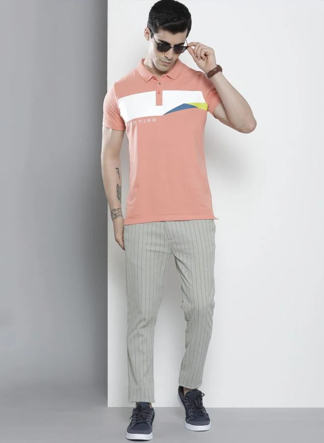 The Indian Garage Co Men Slim Fit Striped Mid-Rise Stretchable Chinos