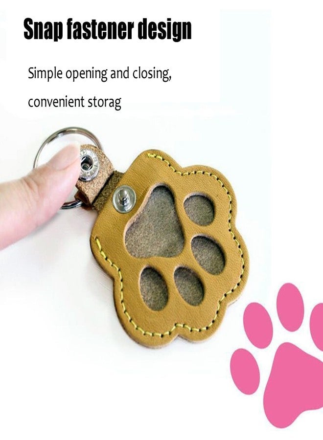 Cat & Dog Hair Keychain - Paw Shaped Leather Memorial Keepsake for Dog Cat Fur Storage, Pet Fur Keepsake Collector with Refillable Capsule (3PCS) - Image 4