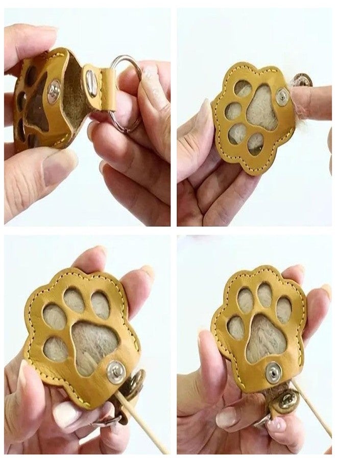 Cat & Dog Hair Keychain - Paw Shaped Leather Memorial Keepsake for Dog Cat Fur Storage, Pet Fur Keepsake Collector with Refillable Capsule (3PCS) - Image 3
