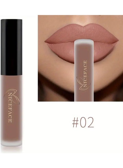 High Pigmented Matte Lip Glaze - Long-Lasting, Smudge-Proof, Non-Moisturizing Lipstick - 02