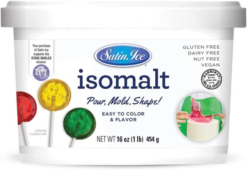 Satin Ice Isomalt Crystals - 16oz Pail for Sugar Sculptures and Cake Toppers - Image 1