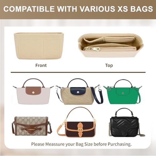 KOMHPS Bag Organizer Insert for Tote Bag, Felt Purse Organizer Handbag Backpack Compatible with Longchamp, Le Pliage, LV, Coach - Image 3