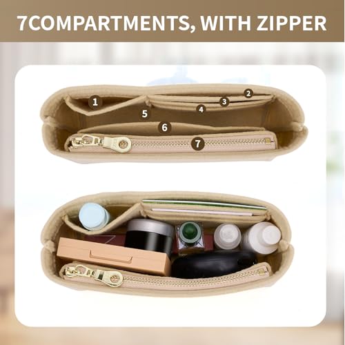 KOMHPS Bag Organizer Insert for Tote Bag, Felt Purse Organizer Handbag Backpack Compatible with Longchamp, Le Pliage, LV, Coach - Image 5