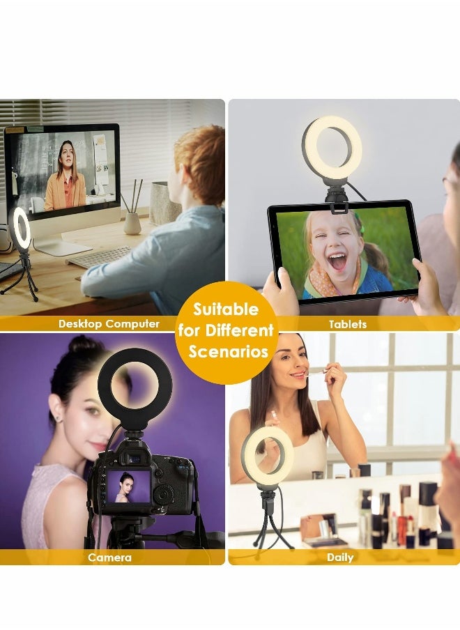Generic - Video Conference Lighting Kit, 4" Ring Light for Laptop with Stand Clip, Remote Working, Distance Learning, Zoom Call Lighting, Self Broadcasting, Computer Conferencing - Image 1