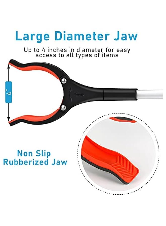 اداة التقاط القمامة المطورة لعام 2024، راس دوار 360 درجة، فك عريض، 32 انش قابلة للطي، خفيفة الوزن لكبار السن، اداة الوصول لعصا التقاط القمامة، جامع الفضلات، وصلة ذراع (برتقالي) - Image 5