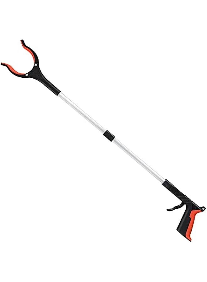 اداة التقاط القمامة المطورة لعام 2024، راس دوار 360 درجة، فك عريض، 32 انش قابلة للطي، خفيفة الوزن لكبار السن، اداة الوصول لعصا التقاط القمامة، جامع الفضلات، وصلة ذراع (برتقالي) - Image 1