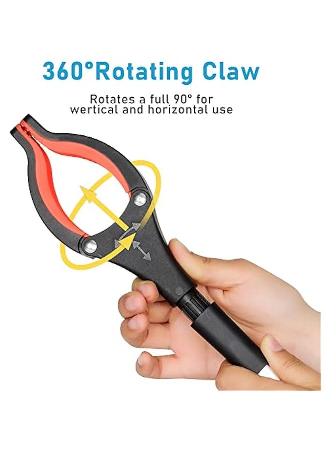 اداة التقاط القمامة المطورة لعام 2024، راس دوار 360 درجة، فك عريض، 32 انش قابلة للطي، خفيفة الوزن لكبار السن، اداة الوصول لعصا التقاط القمامة، جامع الفضلات، وصلة ذراع (برتقالي) - Image 3