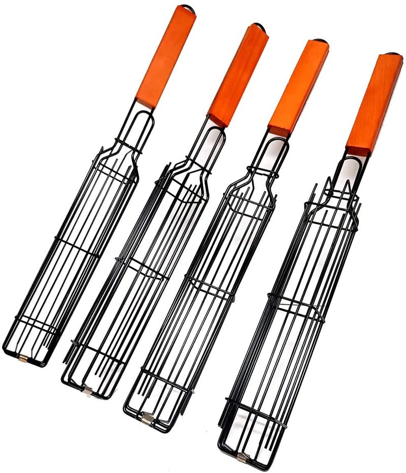 Hari - Kabob Grilling Baskets Companion Nonstick Grill Baskets for Outdoor Grilling with Handle for Vegetable Onion Fish Chicken and Meat (Black Pack-4) - Image 5