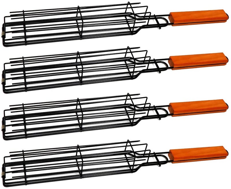 Hari - Kabob Grilling Baskets Companion Nonstick Grill Baskets for Outdoor Grilling with Handle for Vegetable Onion Fish Chicken and Meat (Black Pack-4) - Image 1
