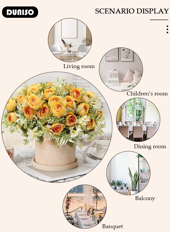 DUNISO زهور اصطناعية مركزية للطاولات ديكور توليب مزيف زهور حريرية باقات ترتيب للمنزل غرفة مكتب حفلة زهور تزيين الطاولة زهور مركزية لحفلات الزفاف - Image 3