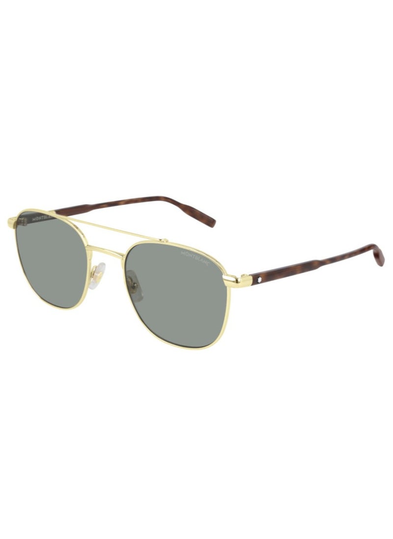 مونت بلانك نظارات شمسية رجالية من Montblanc بتصميم أفياتور ذهبي مع عدسات خضراء فاتحة MB0114S-003 