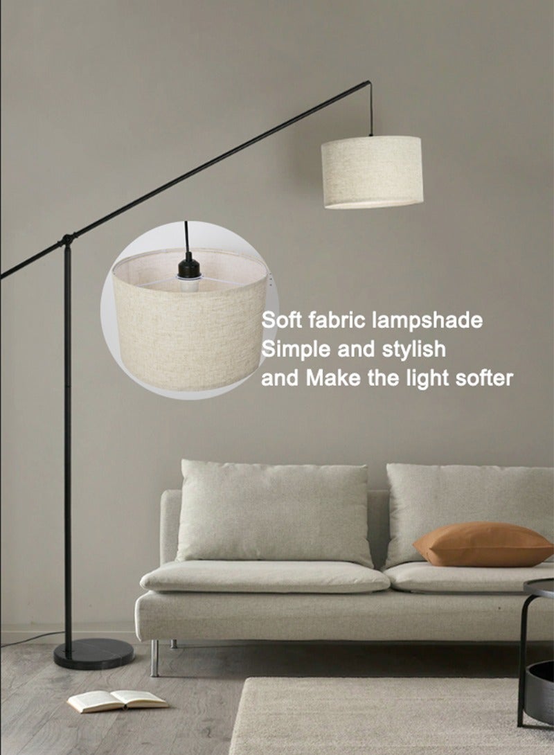 Sharpdo Arc Floor Lamp 12W LED , Overhang Cantilever Standing Floor Lamp for Couch, Sofa, Reading, Living Room Bedroom Adjustable Balance Arm Natural Linen Drum Shade Foot Switch Matt Black Metal Pole 175x129 cm - Image 5