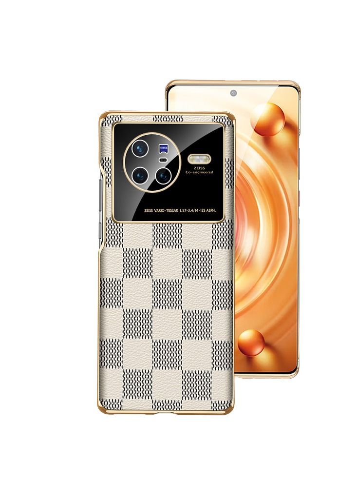 Suteni Plaid Back Cover Leather Phone Case for Vivo