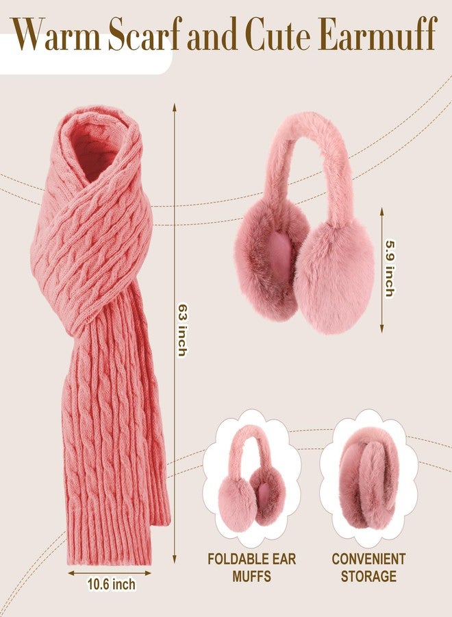 ShinyMatch 12 Pcs Winter Hat Gloves Scarf Earmuff Set Beanie Pompom Fleece Lining Hat Touch Screen Gloves Knitted Scarf(Black, White, Pink,Classic Style) - Image 2