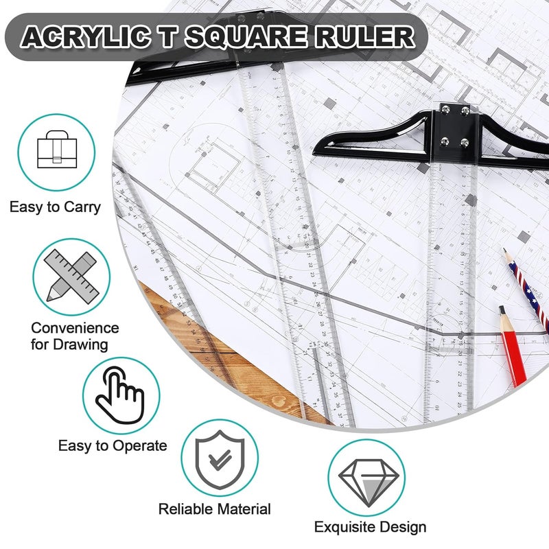 LEIFIDE 3 Pcs Acrylic T Square Ruler Multi Sized T Square Traditional Acrylic Graduated in Inch and Metric Detachable Ruler Measuring Scale for Art Framing and Drafting - Image 5