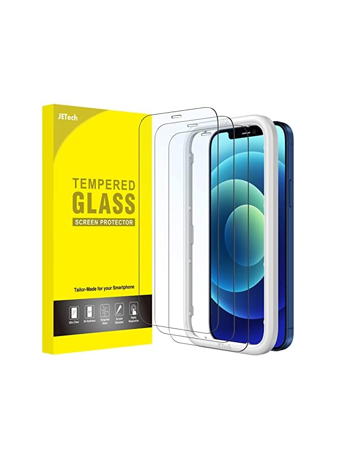 Jetech Full Coverage Screen Protector For Iphone 12/12 Pro 6.1-Inch, Tempered Glass Film With Easy Installation Tool, Case-Friendly, Hd Clear, 3-Pack - Image 2