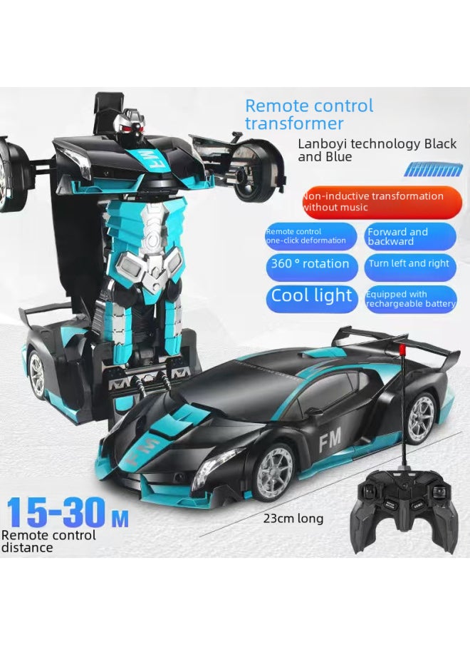 2.4g Remote Control Transformable Car Dinosaur Racing Car Rechargeable Electric Toy High-speed Drift For Kids-Color:23cm Matte Red (no Music + No Gesture Induction)-Proportion:40MHz Remote Control (no Power Package)  - Image 2