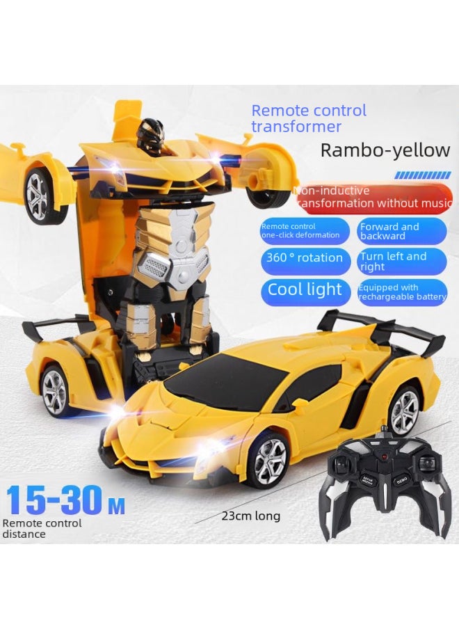 2.4g Remote Control Transformable Car Dinosaur Racing Car Rechargeable Electric Toy High-speed Drift For Kids-Color:23cm Matte Red (no Music + No Gesture Induction)-Proportion:40MHz Remote Control (no Power Package)  - Image 5