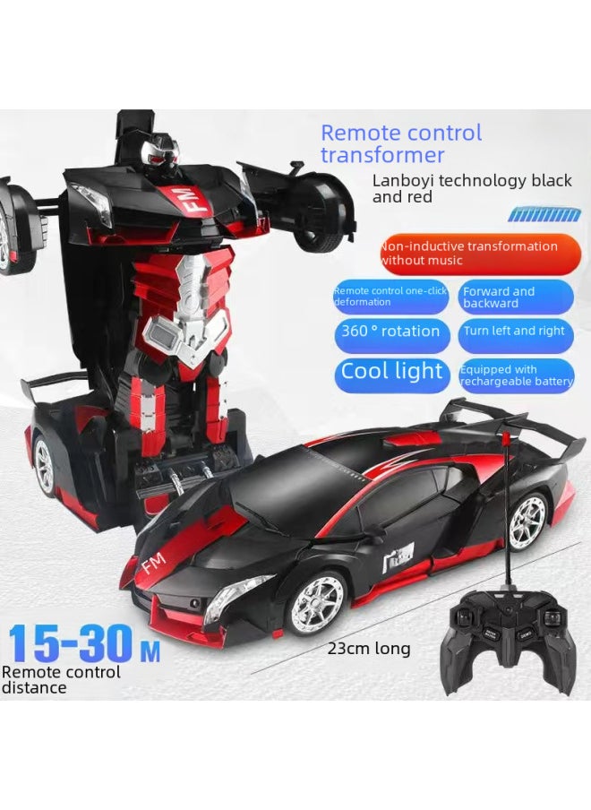 2.4g Remote Control Transformable Car Dinosaur Racing Car Rechargeable Electric Toy High-speed Drift For Kids-Color:23cm Matte Red (no Music + No Gesture Induction)-Proportion:40MHz Remote Control (no Power Package)  - Image 4