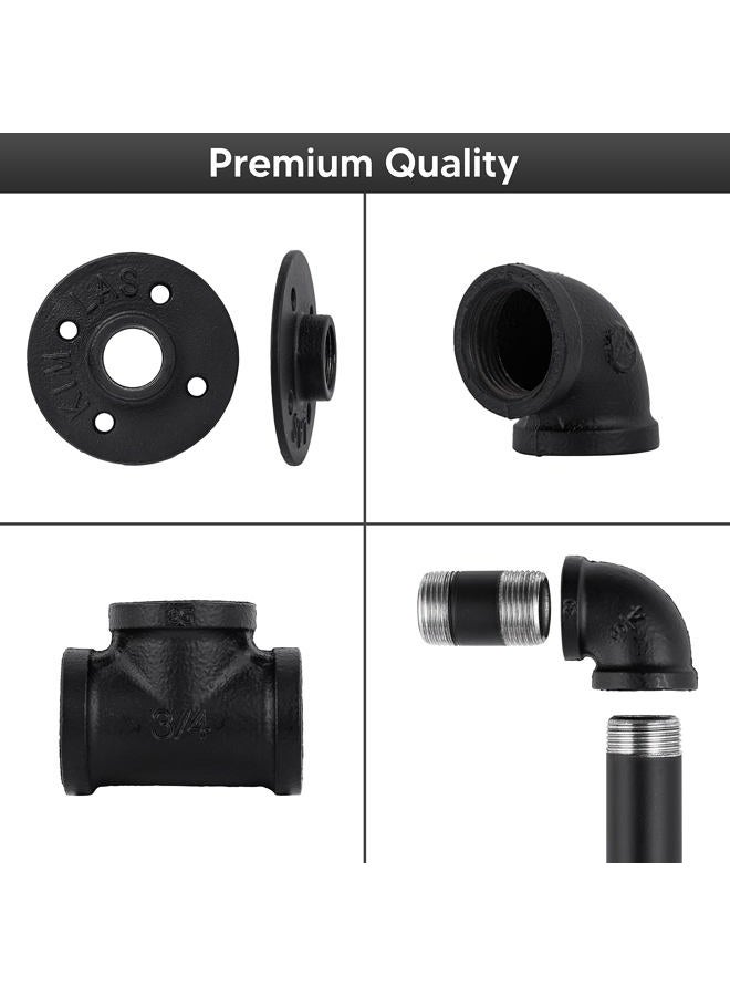 Senmit Handrail for Indoor Stairs - 5 Feet Wall Mount Industrial Iron Pipe - Metal Railing Non-Slip Grab Bar - Stairs Porch Deck Hand Rail Matte Black - Image 3