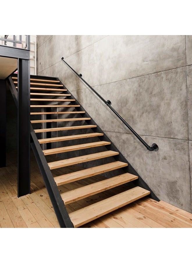 Senmit Handrail for Indoor Stairs - 5 Feet Wall Mount Industrial Iron Pipe - Metal Railing Non-Slip Grab Bar - Stairs Porch Deck Hand Rail Matte Black - Image 5