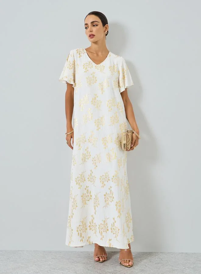 تايك تو جلابية بطبعة زهور وأكمام قصيرة