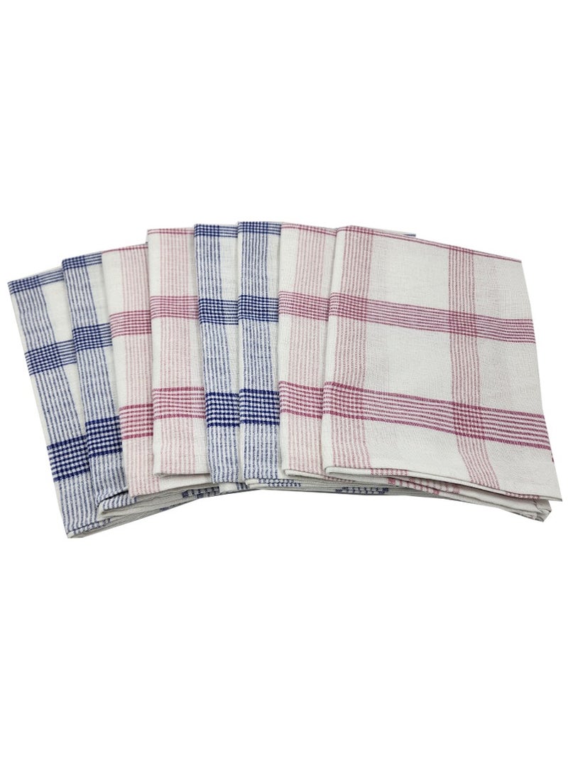 بيفت طقم مناشف شاي بيفت بستان وردي وأزرق متعدد المربعات (50 × 70 سم) مكون من 8 قطع - Image 4