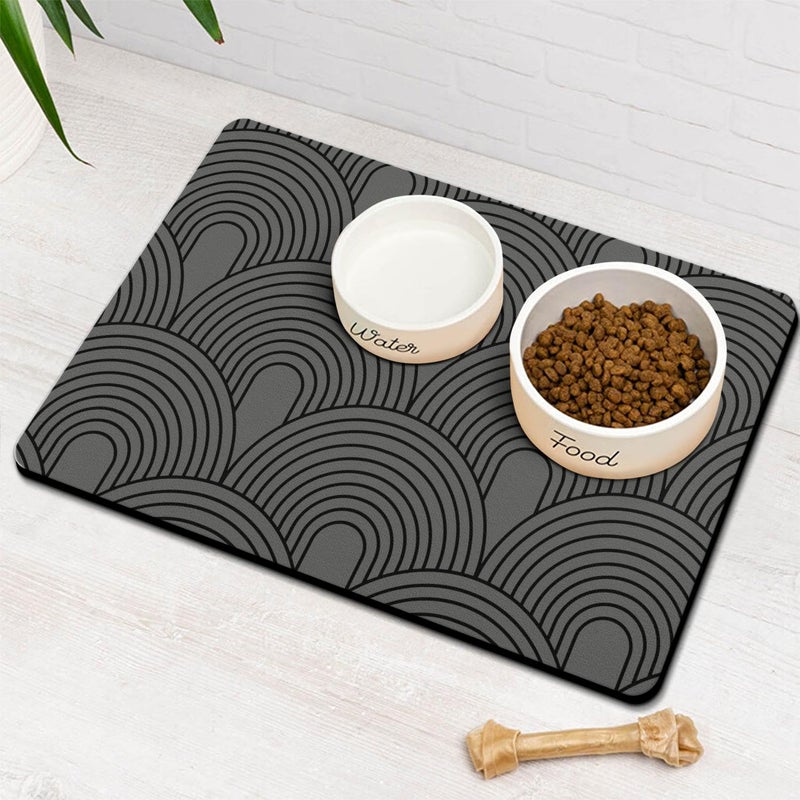 Ayiashiab Dog Food Mats for Floors Absorbent, Pet Cat Food Mat - Quick Dry Dog Bowl Mats for Food and Water, Eco-Friendly Boho Pet Supplies - Image 1