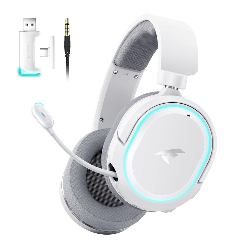 Picun G2 Wireless Gaming Headset, Over-Ear 7.1 Virtual Surround Sound, 2.4GHz/Bluetooth 5.4/Wired, 5ms Ultra-Low Latency, 100H Battery, ENC Noise-Canceling Mic, RGB, for PC PS5 PS4 Switch (Grey) - Image 1
