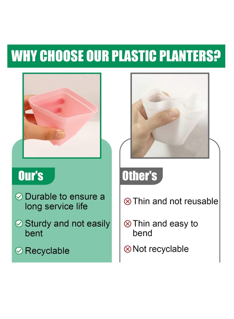 SYOSI Plastic Nursery Seedling Pots, 36Pcs Plant Pots, Plastic Square Nursery Pots, Flower Pots, 2.75 in × 3.14 in, with Drainage Holes and Saucers, for Indoor Plants, Flowers, Garden, Outdoor (Pink) - Image 4