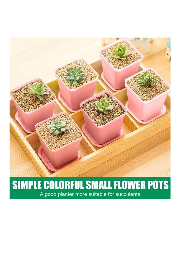 SYOSI Plastic Nursery Seedling Pots, 36Pcs Plant Pots, Plastic Square Nursery Pots, Flower Pots, 2.75 in × 3.14 in, with Drainage Holes and Saucers, for Indoor Plants, Flowers, Garden, Outdoor (Pink) - Image 3
