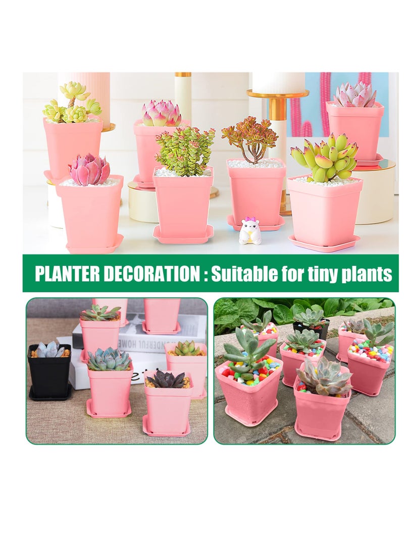 SYOSI Plastic Nursery Seedling Pots, 36Pcs Plant Pots, Plastic Square Nursery Pots, Flower Pots, 2.75 in × 3.14 in, with Drainage Holes and Saucers, for Indoor Plants, Flowers, Garden, Outdoor (Pink) - Image 5