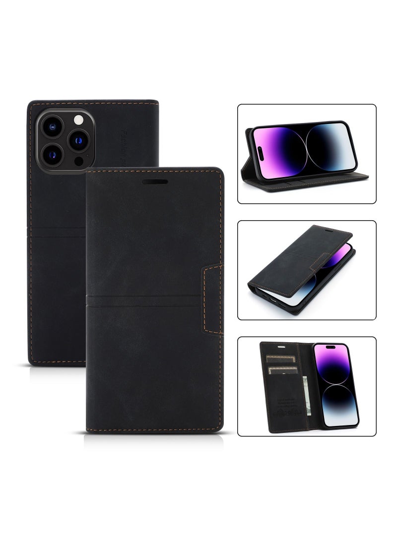 Suteni Flip Cover Leather Protective Hidden Card Slots Phone Case for iPhone - Image 3