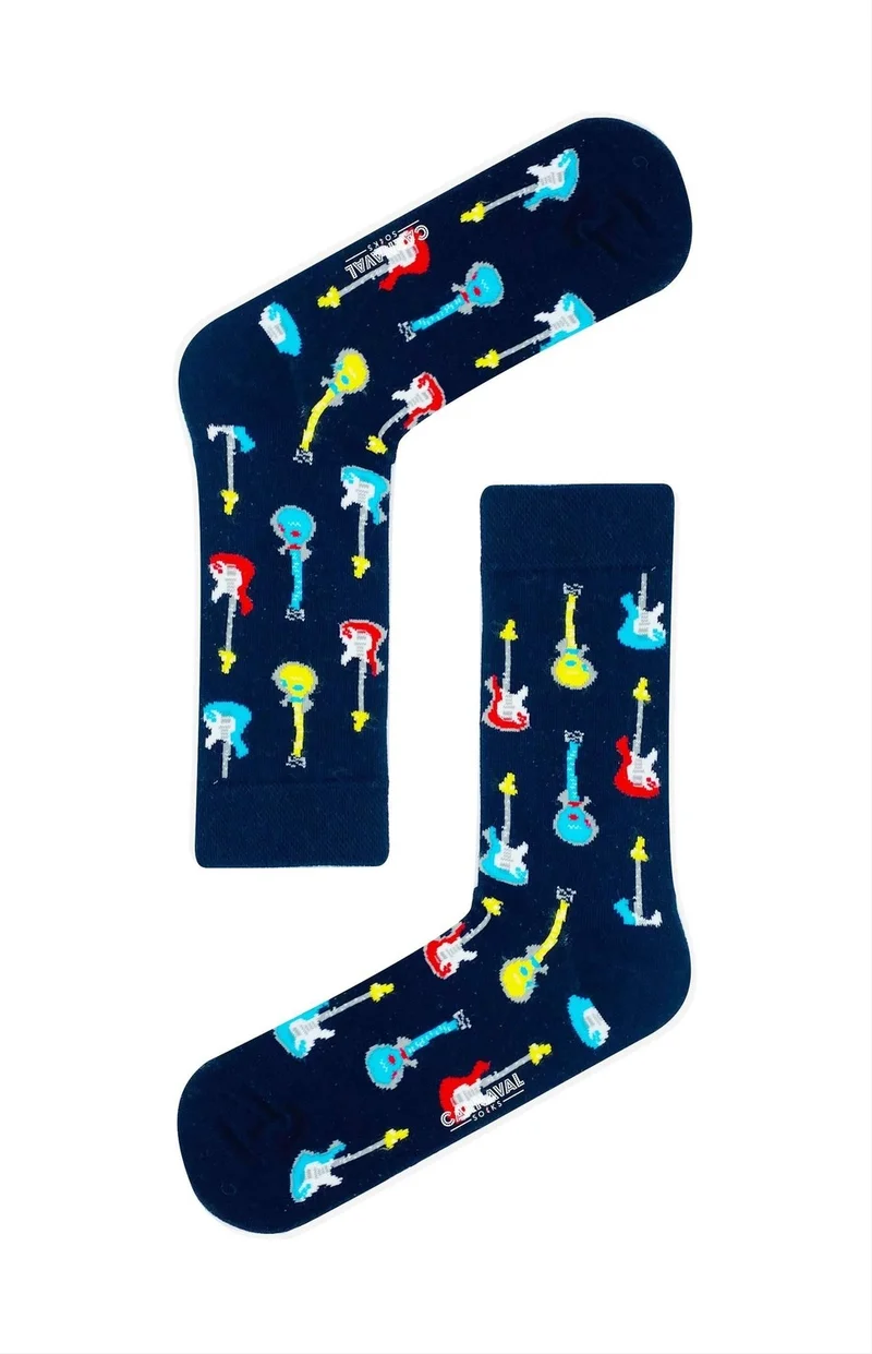 كارنافال سوكس Multiple Guitars Patterned Colorful Socks