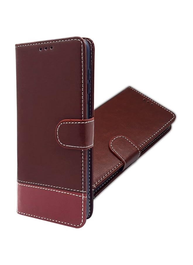 Generic - Vivo T1 Pro 5G /iQOO Z6 Pro 5G Flip Cover | Dual-Tone PU Leather Finish | Wallet Style & Stand | Magnetic Flip Case for Vivo T1 Pro 5G /iQOO Z6 Pro 5G (Coffee & Brown) - Image 1