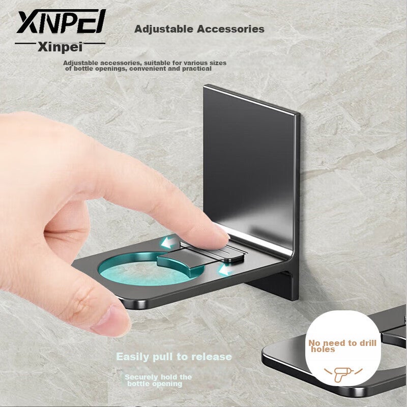 Xinpei Shower Gel Holder, No Drilling Required, Hand Soap Dispenser Rack, Dishwashing Liquid Hanger, Bathroom And Kitchen Wall-Mounted Organizer - Image 2