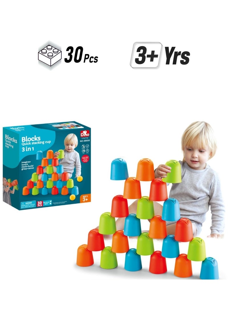 فول جوي لعبة تركيب الاكواب 3 في 1 عدد 30 قطعة  33-2861408 - Image 1