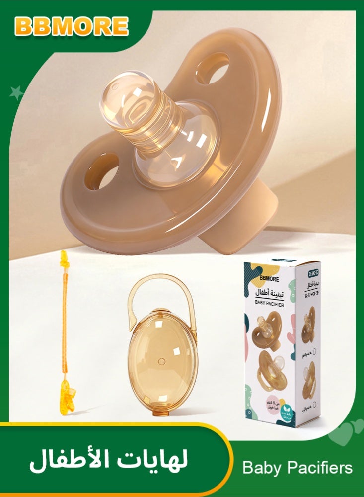 BBMORE Silicone Baby Pacifier with Storage Case and Anti-Drop Clip – Round Tip for Daytime,  BPA-Free Food-Grade Liquid Silicone, Soft, Breathable Vents, One-Piece Design, 0-24 Months - Image 1