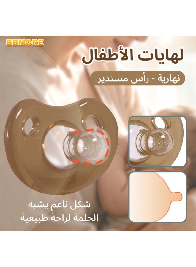 BBMORE Silicone Baby Pacifier with Storage Case and Anti-Drop Clip – Round Tip for Daytime,  BPA-Free Food-Grade Liquid Silicone, Soft, Breathable Vents, One-Piece Design, 0-24 Months - Image 2