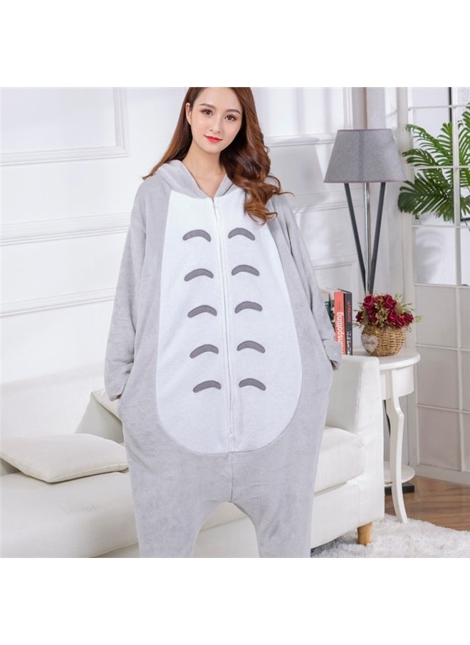 yongsheng Cartoon Character Themed Grey/White,Animal Onesie Adult Unisex One-Piece Pajamas Cosplay Costume For Men Women(L)  - Image 3