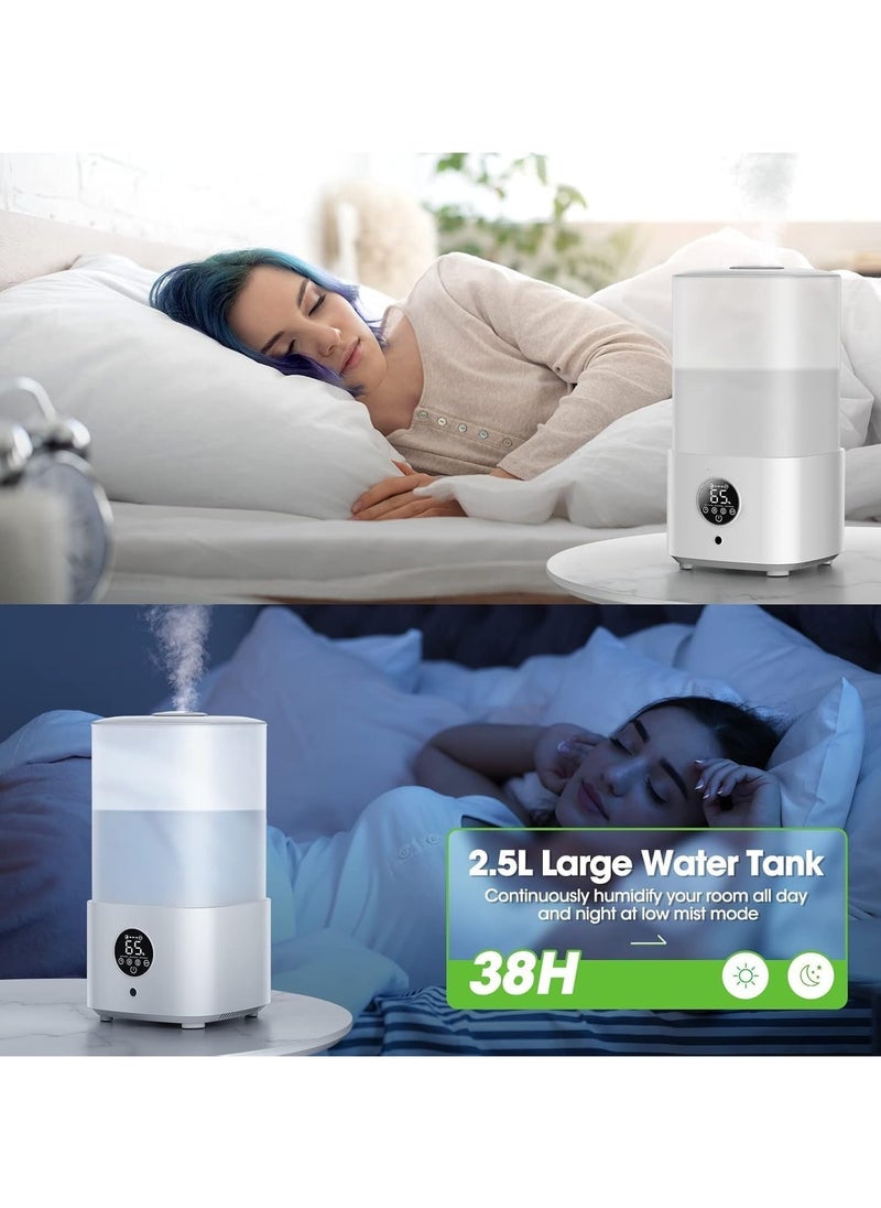 Baeskii - Humidifiers For Bedroom With Night Light, Cool Mist Humidifier For Home, Office & Plant, Auto-Off, Up to 38H, Quiet Operation With 360 Rotation Nozzle, 2.5L - Image 1
