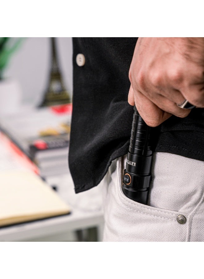 KRYPTON Rechargeable LED Flashlight – 2500 Lumens, 1000M Range, Aluminum Body, USB-C Charging - Image 3