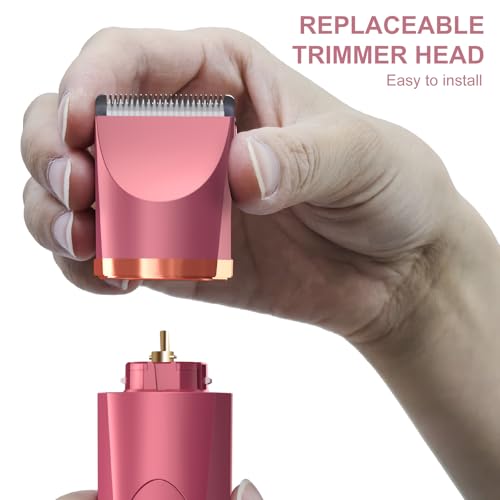 OLOV Electric Body Hair Trimmer - Groin Trimmer for Men - Bikini Trimmer Women - Wet/Dry Shaver Groomer, Replaceable Ceramic Blade Heads, USB Recharge Dock, Waterproof Hygiene Razor, Red - Image 4