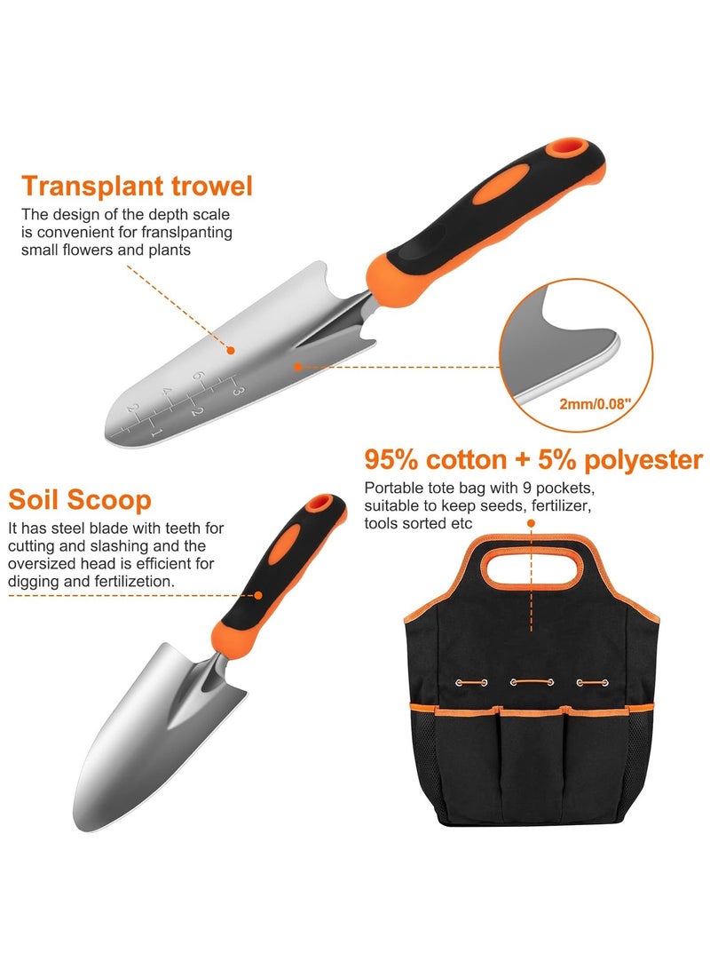 Arabest 7 PCs Gardening Tool Set, Stainless Steel Heavy Duty Gardening Tools with Non-Slip Rubber Handle and Storage Tote Bag - Image 2