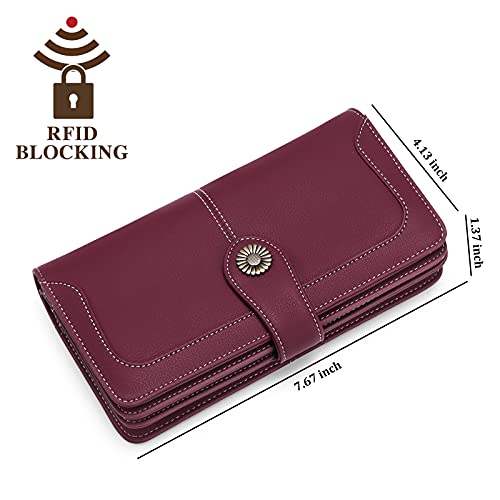 FALAN MULE Women's Wallet Leather RFID Blocking Large Capacity Trifold Ladies Wallet Wristlet Clutch Card Holder - Image 4