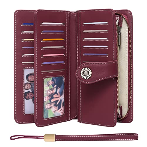 FALAN MULE Women's Wallet Leather RFID Blocking Large Capacity Trifold Ladies Wallet Wristlet Clutch Card Holder - Image 1