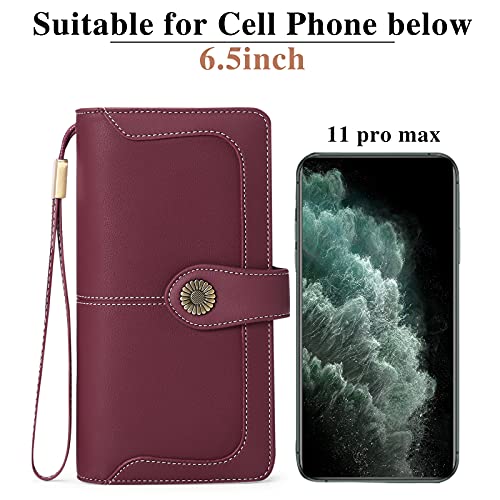 FALAN MULE Women's Wallet Leather RFID Blocking Large Capacity Trifold Ladies Wallet Wristlet Clutch Card Holder - Image 5