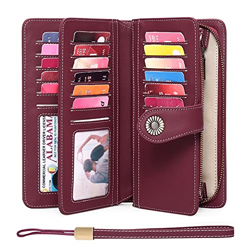 FALAN MULE Women's Wallet Leather RFID Blocking Large Capacity Trifold Ladies Wallet Wristlet Clutch Card Holder - Image 2