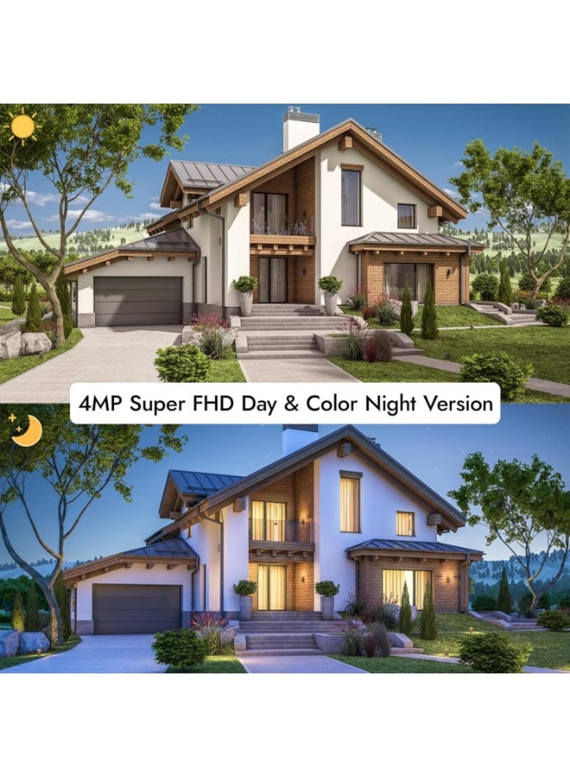 Zikra كاميرات أمان منزلية خارجية، رؤية ليلية ملونة بدقة 2K، كاميرا شمسية مع كشف PIR، دوران مائل، زوم 4X، واي فاي 2.4GHz، مقاومة للماء IP66، ضوء كشاف/صفارة إنذار، تخزين SD/سحابي - Image 4