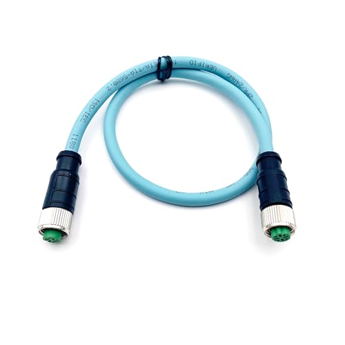 BOUUNCIY 164ft M12 4 Pin D Code Female to Female Ethernet Cable Aviation Plug Communication Industrial Connection Line for Encoder Industrial Automation PLC Network CAT5e Flexible Shield Waterproof 05Meter - Image 3